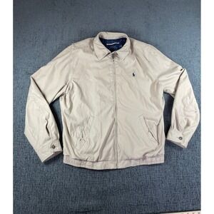 Polo Ralph Lauren Mens Harrington Jacket Tan Beige Full Zip Windbreaker Medium